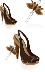 Shoe and Butterfly Hairpin