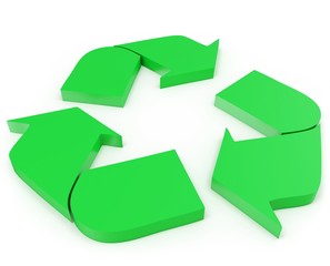 3d green recycling symbol