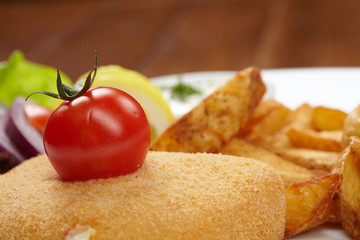 schnitzel with roasted potatoes