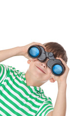 Boy holding binoculars