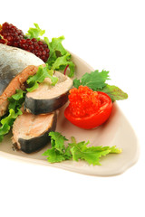 red salmon and salad