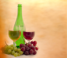 Fototapeta premium Wine and grapes still life composition grunge concept