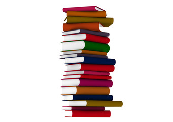 Colourful books over white