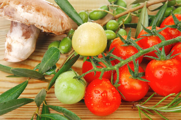 prepared raw vegetables on cutting board