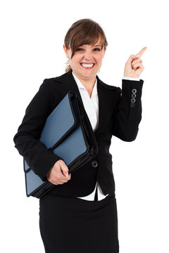 Angry businesswoman with briefcase