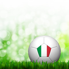 Naklejka premium 3D Football Italy Flag Patter in green grass and background