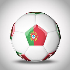 3D soccer balls with national flag  Country Portugal