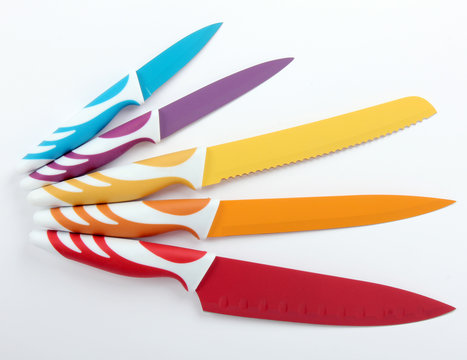 Collection Of Colorfull Kitchen Knives