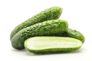 Fresh raw cucumbers isolated on white