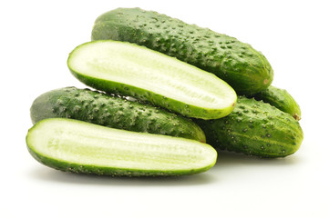 Fresh raw cucumbers isolated on white