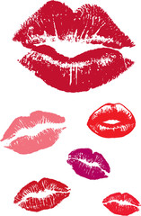 group of kiss lips - obrazy, fototapety, plakaty