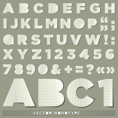 Squared paper cut typeset