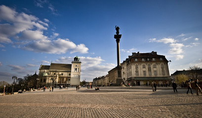Obraz premium Plac Zamkowy w Warszawie i kolumna Zygmunta III Wazy