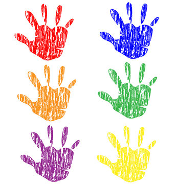 Colored grunge vintage hands vector stock