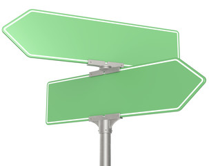 Green Road signs. Blank for Copy Space. Isolated.