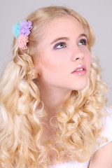 Naklejka premium Portrait of young beautiful girl