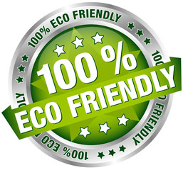 Button Banner "100% Eco Friendly" Star Green/Silver