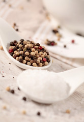 Pfeffer und Salz von vorne Focus Pfeffer