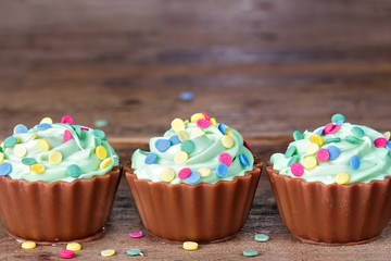 Colorful chocolate cupcakes