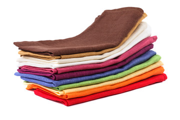 Colourful flax texrile heap