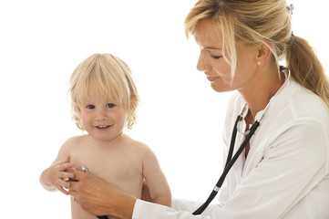 Female doctor with child