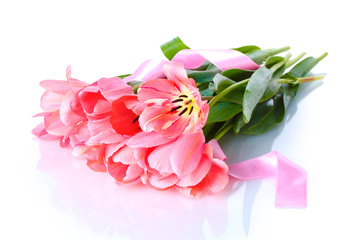 Fototapeta na wymiar beautiful pink tulips isolated on white.