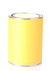 Can of paint isolated on white close-up