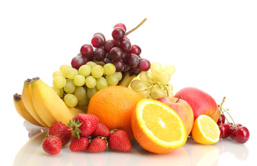 exotic fruits and berries isolated on white