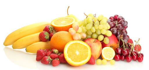 exotic fruits and berries isolated on white