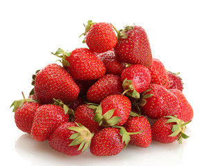 sweet ripe strawberries isolated on white