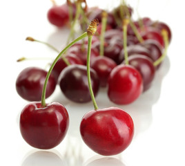 Ripe cherry berries isolated on white