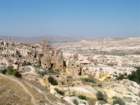 Uchisar cave city in Cappadocia, Turkey