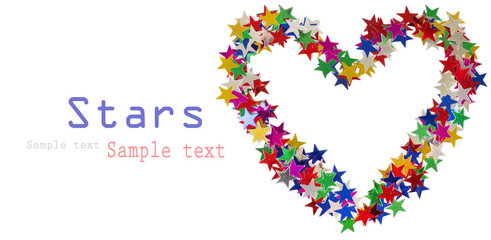 Big heart composed of many colored stars on white