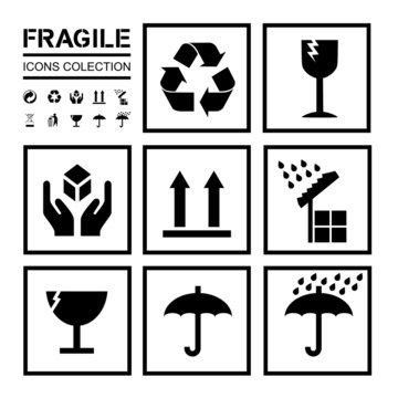 packaging / fragile icons collection - clear