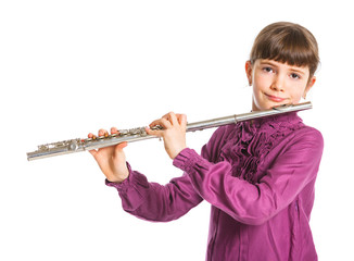 Girl playing transverse flute © Max Topchii