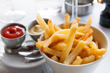 Golden French fries potatoes