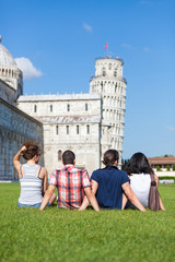 Four Friends on Vacation Visiting Pisa