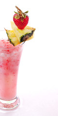 Strawberry Colada cocktails on a white background