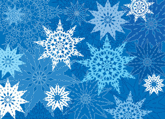 pattern background with blue and white snowflakes