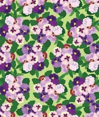 Fototapety  wzór z liliowym i fioletowym bratkiem, tło