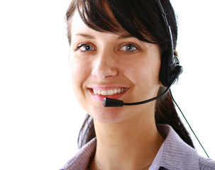 A female customer service consultant, closeup