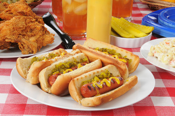 Grilled hot dogs