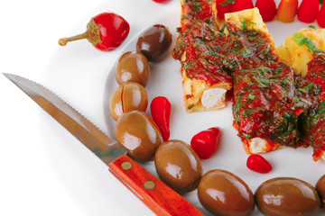 cheese cannelloni served with pepper and tomato