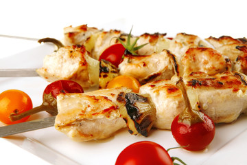 chicken shish kebab with vegetables