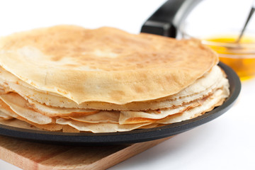 Pancakes in a frying pan