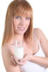 Redhead with a glass of milk