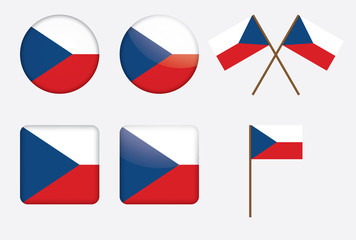 set of badges with flag of Czech Republic