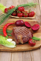 roast beef garnished with green staff