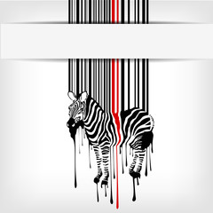 abstract vector zebra silhouette with barcode