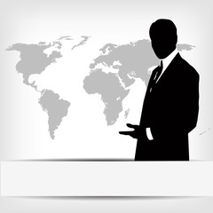 businessman silhouette with world map